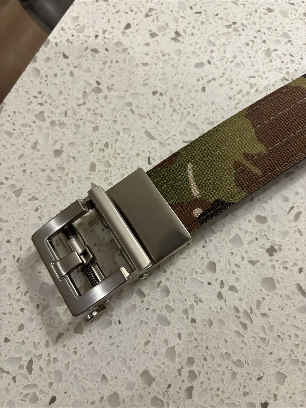 Camouflage Webbing Belt with Metal Ratchet Buckle - Men